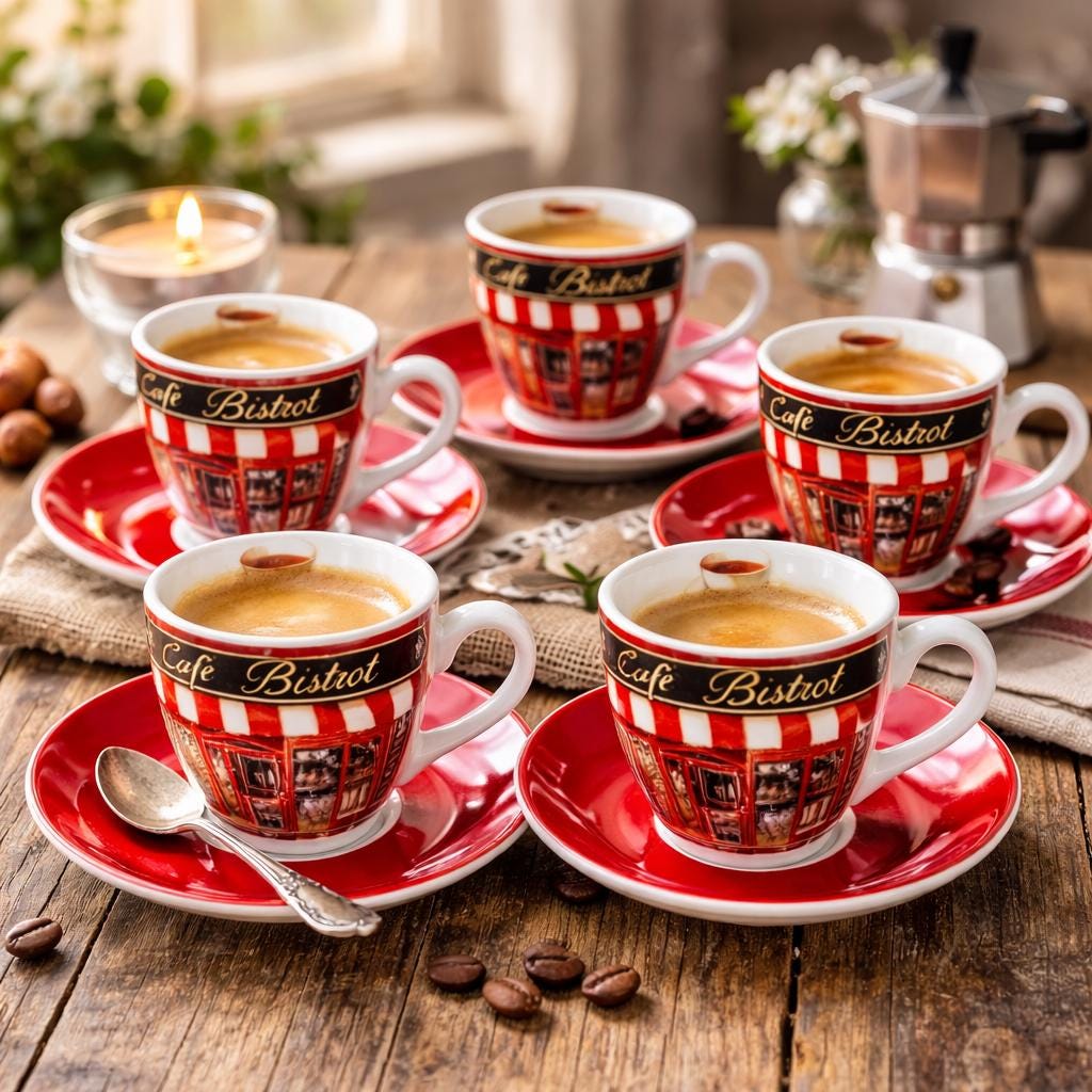Service à Espresso Les Parisiennes - 6 Tasses En Porcelaine - Multicouleur - Neuf