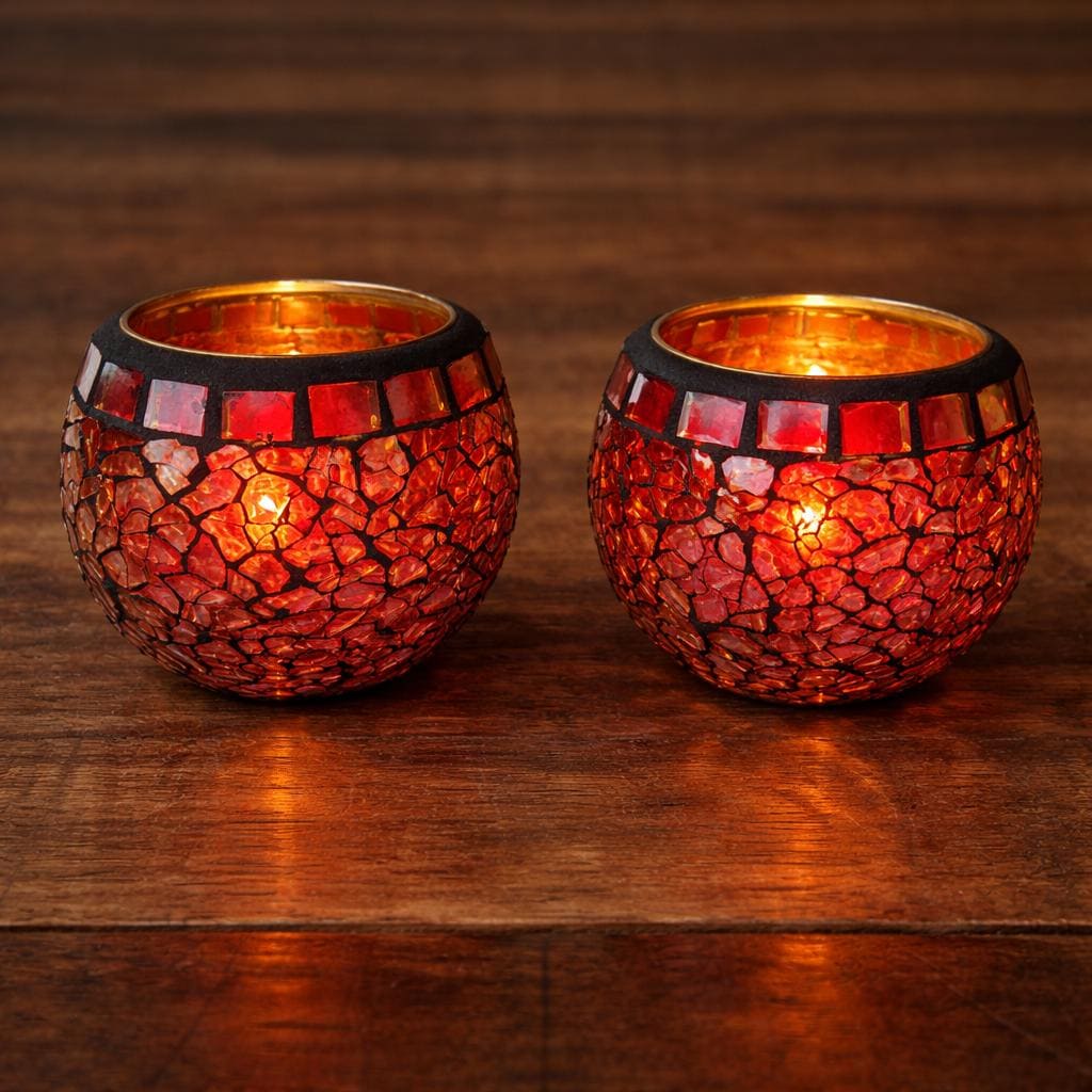 Mosaic Glass Candle Holder - Etsy display picture 1