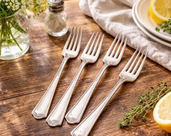 Vintage Oxford Silver Plate Salem Forks Set of 4 EPNS 1915 Art Deco Flatware Replacement Silverware Dining Utensils