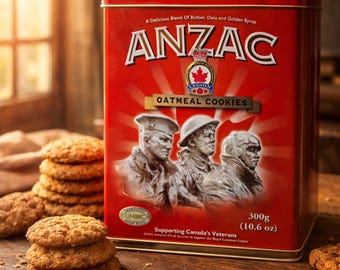 Anzac Biscuit Tin Canadian Legion Cookie Tin Red Metal Storage Box Military Patriotic Kitchen Decor Gift Canada