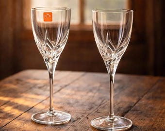 RCR Pistoia Crystal Wine Glasses Italy Da Vinci Collection Swirl Stem Vintage Barware Elegant Gift Pair