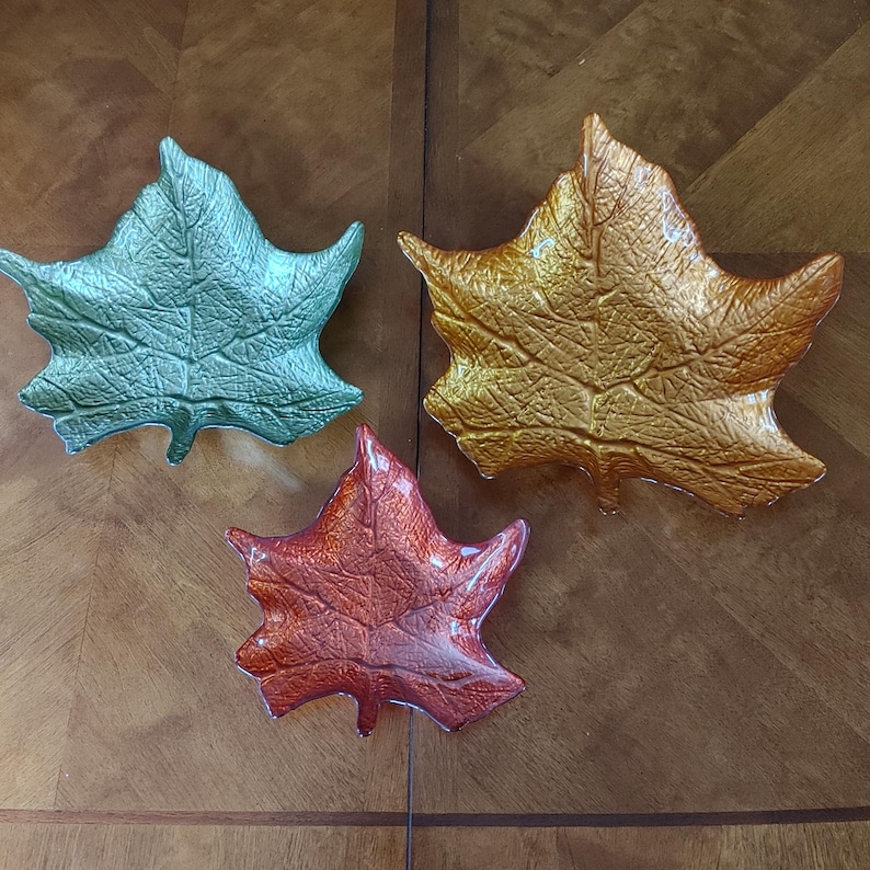 Vintage Set of 3 Nesting Leaf Bowls, Autumn Leaf Dishes, Fall Serving ...