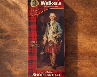 Vintage Walkers Shortbread Tin 1992 Scottish Tartan Biscuit Box Charles Stuart Tea Storage Kitchen Decor Gift
