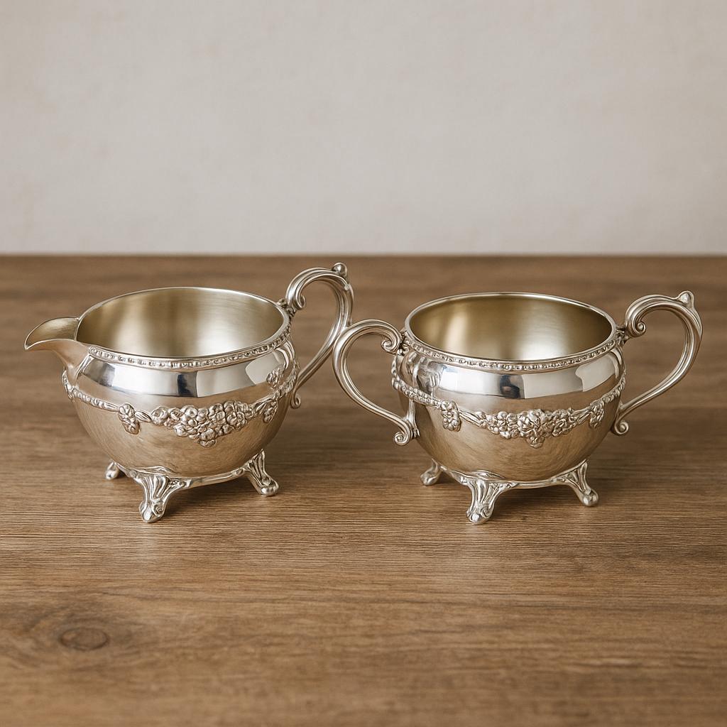 Wm. A. Rogers Silver Plated Creamer & Sugar Bowl Set 6133 | Old