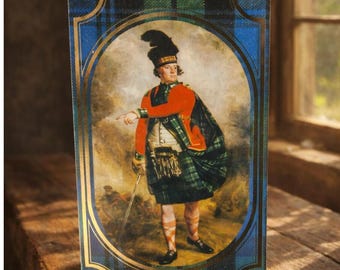 Vintage Scottish Biscuit Tin Montgomery Highlanders, Tartan Metal Storage Box, Scotland Military Decor Gift, Cookie Tin
