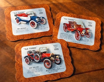 Vintage 3D Car Wall Art Set, Old Timers Plaques, Man Cave Decor, Garage Wall Decor, Retro Automobile Gift, Set of 3
