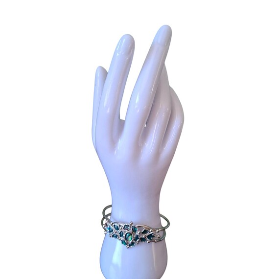 Abalone Shell Hinged Bangle Bracelet, Blue Green … - image 9