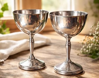 Vintage Silver Plated Goblets Set of 2 Viking Plate Canada Cordial Cups Small Wine Glasses Barware Gift Decor