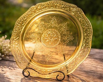 Vintage Amber Depression Glass Dinner Plate 11" Federal Glass Patrician Spoke Pattern USA Retro Tableware Gift