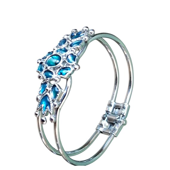 Abalone Shell Hinged Bangle Bracelet, Blue Green … - image 13