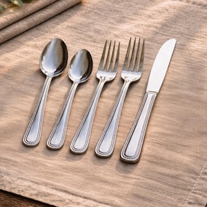 Oneida Thor Flatware Set – 16 Piece Stainless Steel Beaded Edge Service for 4