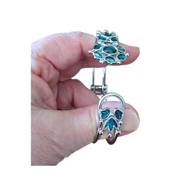 Abalone Shell Hinged Bangle Bracelet, Blue Green … - image 7