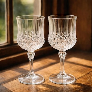 Juego de 2 copas de vino vintage de cristal transparente con diseño de diamante. Elegantes copas para bar y entretenimiento.