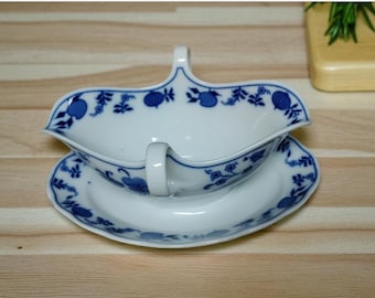 アンティーク ドイツ マイセン ブルーオニオンソース グレービーボート