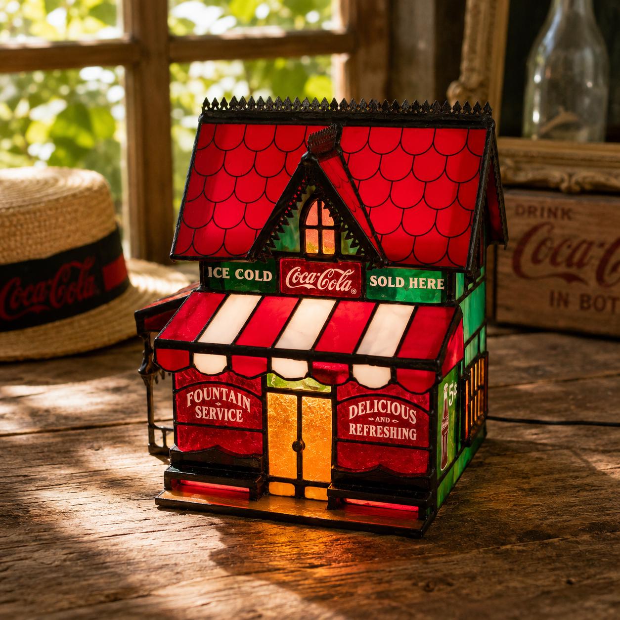 Coca Cola Stained Glass Lamp - Etsy