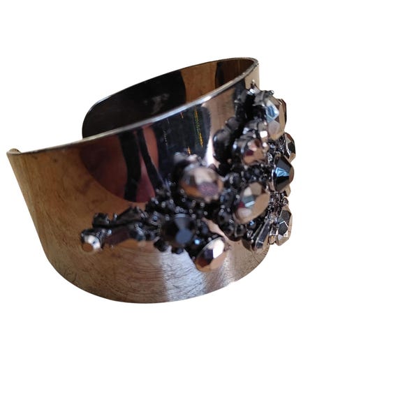 Black Rhinestone Statement Cuff Bracelet – Wide G… - image 10