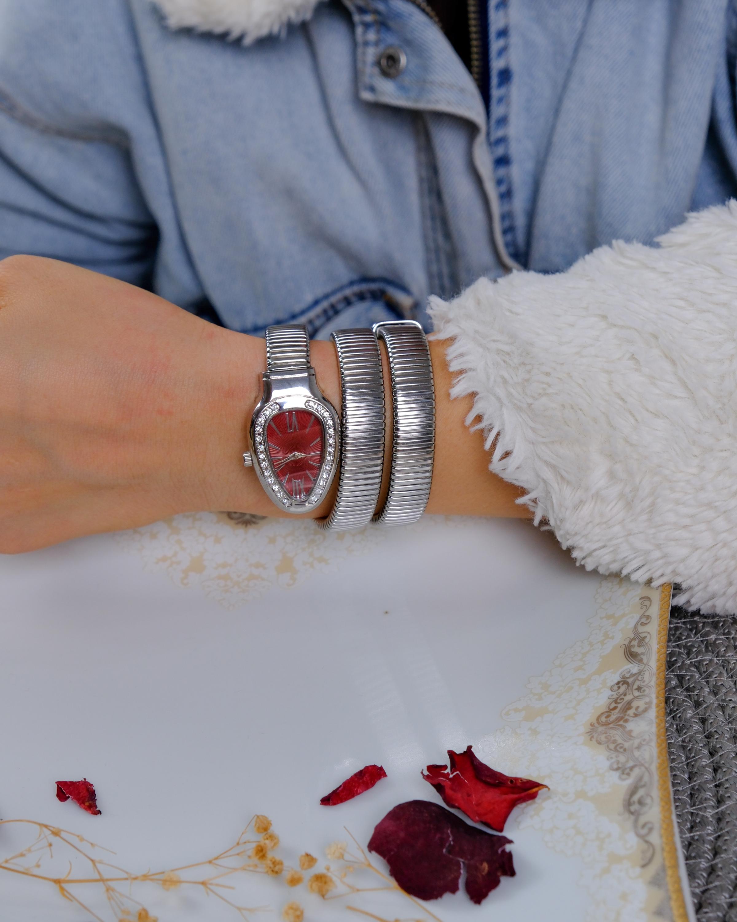Elegant Snake Wrap Around Bangle Bracelet Watch - Quartz Cuff Wristwatch Womens Snake Bangle Quartz Wrist Watch Wrap Cuff Bracelet  main image 2