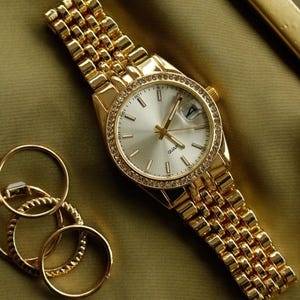 Crystal Pavé Women\'s Watch in Silver and Gold-Tone Amazon.com: Bulova Ladies main image 3