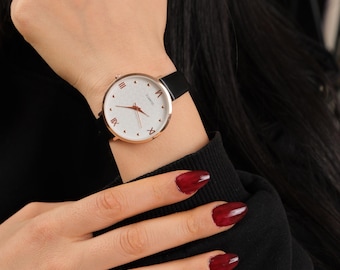 Oval Bangle Watch for Women - Roman Numeral Dial with Crystal Bezel or Minimalist Finish - Vintage Gold Cuff Wristwatch Gift For Girlfriend