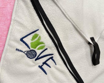 Personalized Embroidered Tennis Towel with Zipper Pocket: Tennis Gift