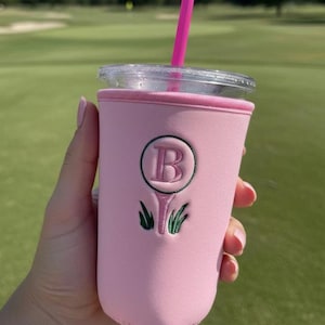 Personalized Golf Iced Coffee Sleeve | Monogram Cold Cup Sleeve | Golf Gift for Women | Reusable Beverage Holder | Golf Accessories