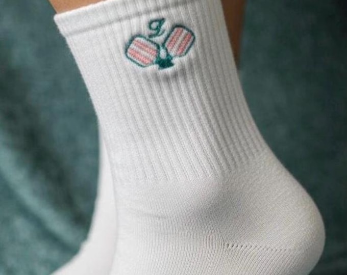 Personalized Pickleball Socks: Embroidered Paddle Design, Fun Sports Gift