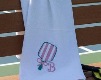 Personalized Pickleball Towel – Embroidered Paddle & Bow Monogram