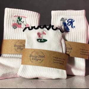 Personalized Golf Gift Set - Embroidered Socks for Women | Golf Cart, Flag & Clubs Designs | Ready -to-Gift for Golf Lovers