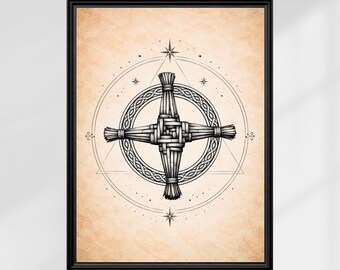 St Brigid’s Cross Imbolc Printable for Home Protection – Pagan Celtic Wall Art, Vintage Symbol of New Beginnings