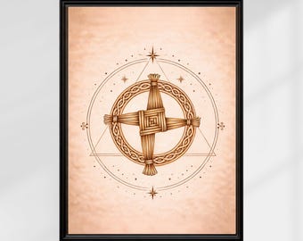 St. Brigid’s Cross Protection Symbol Printable Wall Art | Celtic Imbolc Sacred Geometry | Spiritual Home