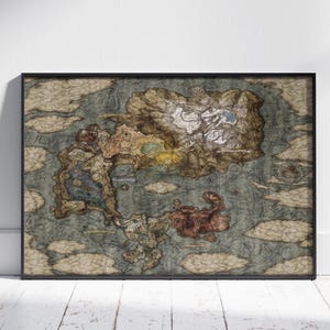 Elden Ring Map Canvas Print, Fantasy Game Room Decor