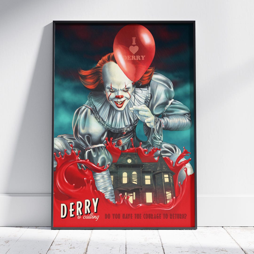 IT Pennywise Poster | Movie Wall Art | Rolled Canvas Print | Movie Game ...