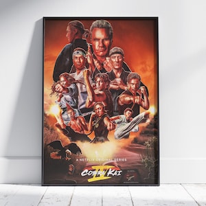 Cobra Kai opgerolde canvasprint, Martial Arts-serie muurkunstposter, decor dojokamer