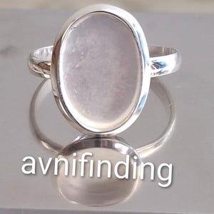 Anillo ovalado ajustable con cabujón, bisel de plata de ley 925, materiales para manualidades
