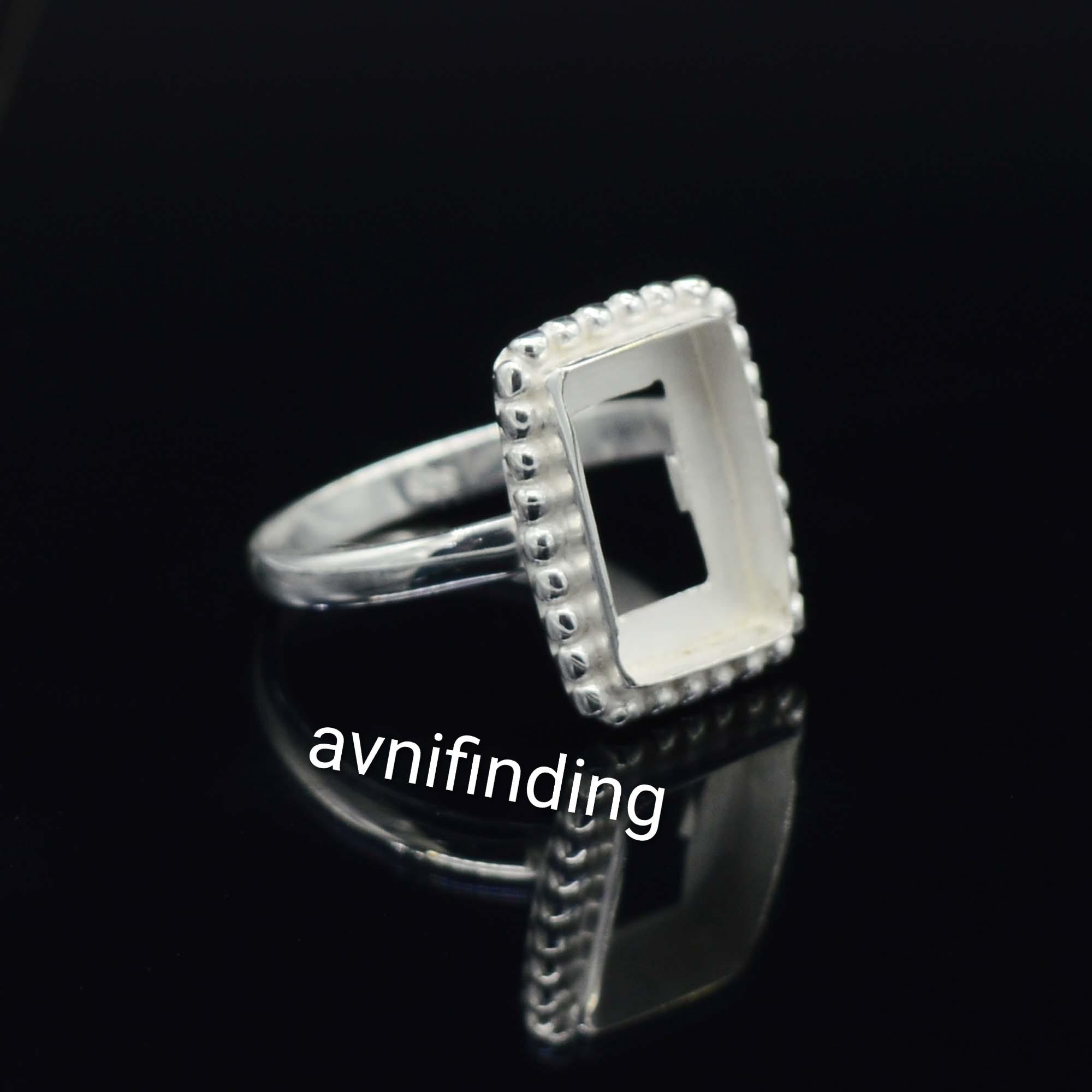 Sterling Silver Rectangle Bezel Ring: DIY Cabochon Setting, Handmade - Etsy