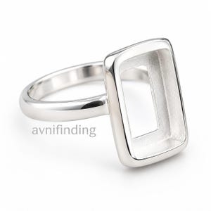 Sterling Silver Rectangle Bezel Ring Blank: DIY Cabochon Setting