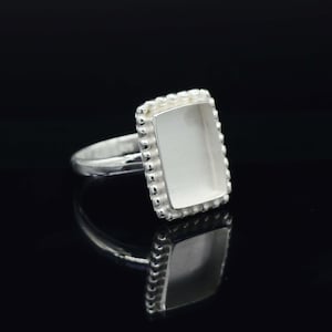 Rectangle Bezel cup ring 925 Sterling Silver, Cabochon stone setting, handmade Wholesale Diy Ring supplies, Resin work, 2-2.50mm depth