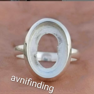 925 silver oval bezel blank ring, gör-det-själv cabochonfattning
