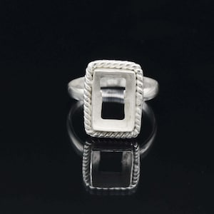 Back side open Rectangle Bezel cup ring 925 Sterling Silver,Cabochon stone setting,handmade Wholesale Diy Ring supplies, Resin work,2-2.50mm