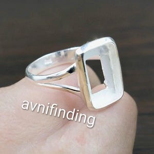 Sterling Silver Rectangle Bezel Ring Blank: Handmade DIY Cabochon Setting