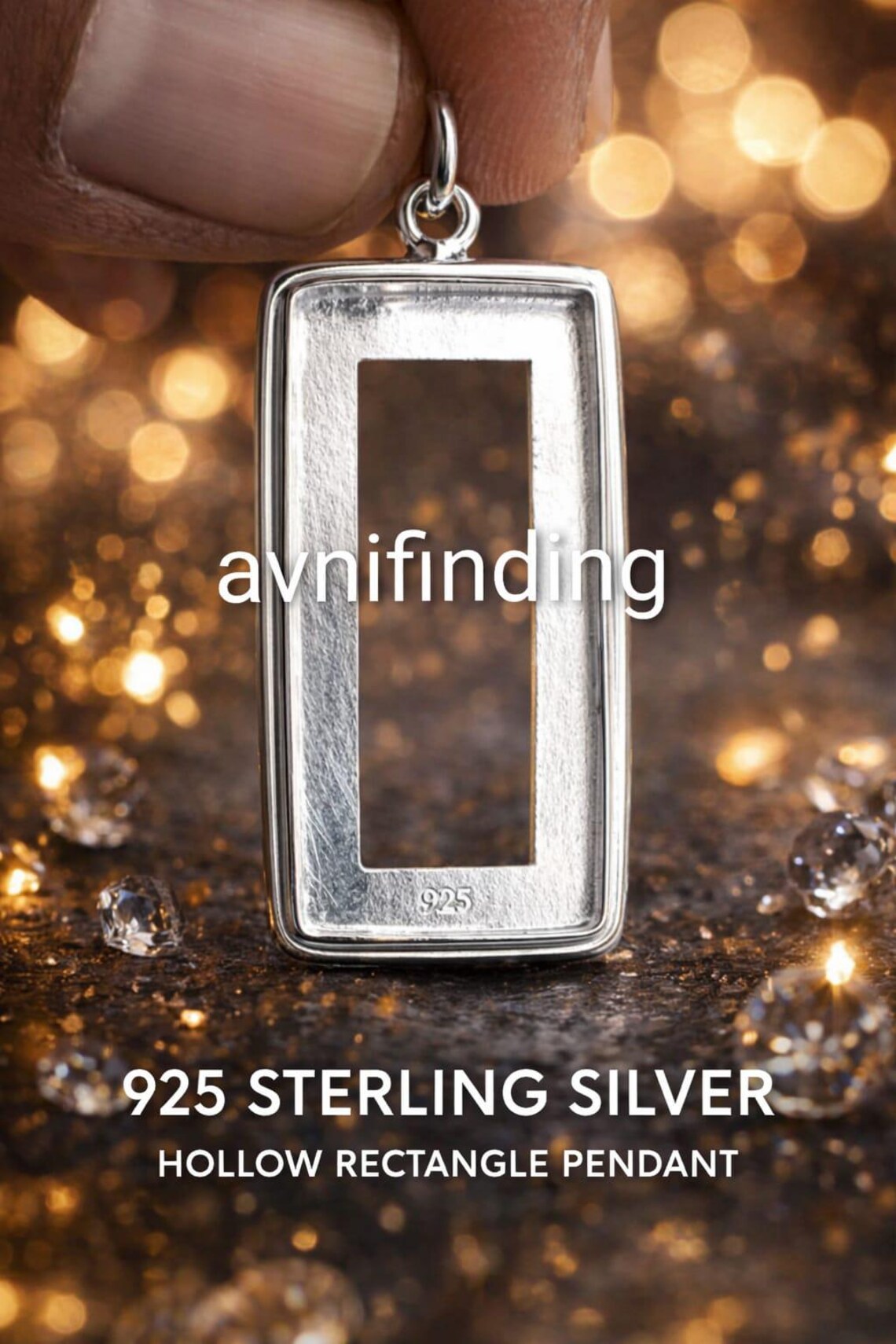 Sterling Silver Rectangle Bezel Pendant, DIY Gemstone Setting - Etsy