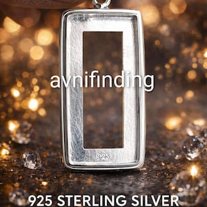Pendentif en argent sterling avec lunette rectangulaire, sertissage de pierres précieuses à faire soi-même