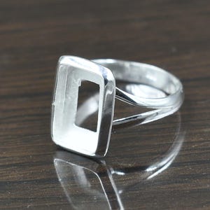 925 Sterling silver Split shank Band Ring, Rectangle Thick Bezel Blank Cup Ring Setting, Blank collet Ring, Handmade ring wholesale DIY Ring