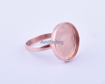 Rose Gold Plated Sterling Silver Bezel Cup Ring: DIY Cabochon Setting