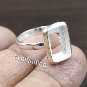 Sterling Silver Rectangle Bezel Ring Blank: DIY Cabochon Setting