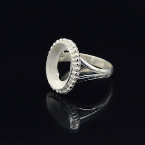 Oval open Bezel cup ring 925 Sterling Silver, Cabochon stone setting, handmade Wholesale Diy Ring supplies, Resin work, 2-2.50mm depth