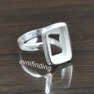 Sterling Silver Rectangle Bezel Ring Blank: DIY Cabochon Setting