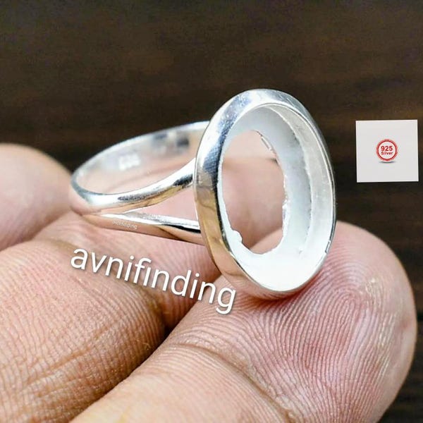 Sterling Silver Oval Bezel Ring Setting: DIY Jewelry Supplies