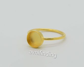 Gold Plated Sterling Silver Cabochon Ring Setting: Handmade DIY Jewelry