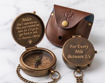 Personalised Engraved Brass Compass, Custom Working Pocket Compass, Anniversary Gift for Husband, Groomsman Proposal, Graduation Keepsake